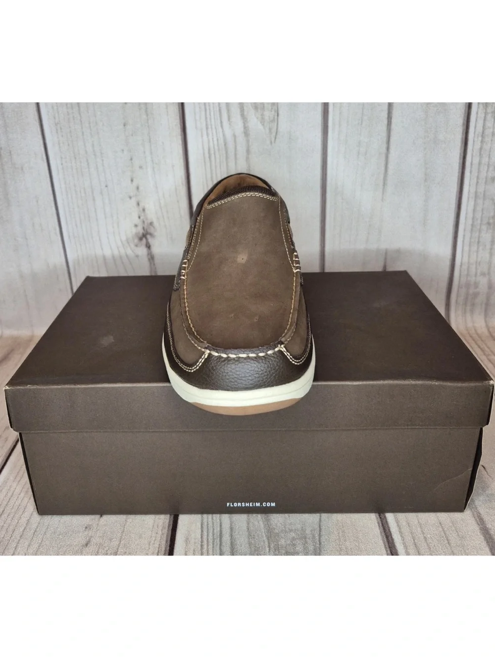 Florsheim Men's Size 13W Lakeside Slip-On Boat Shoe Brown Nubuck 13158